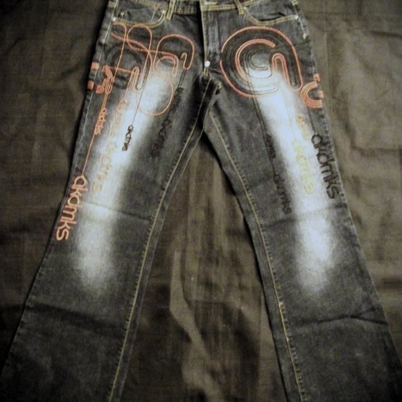 Akademiks Embroidered Embellished Flare Leg Jeans Size 13 - Picture 12 of 15